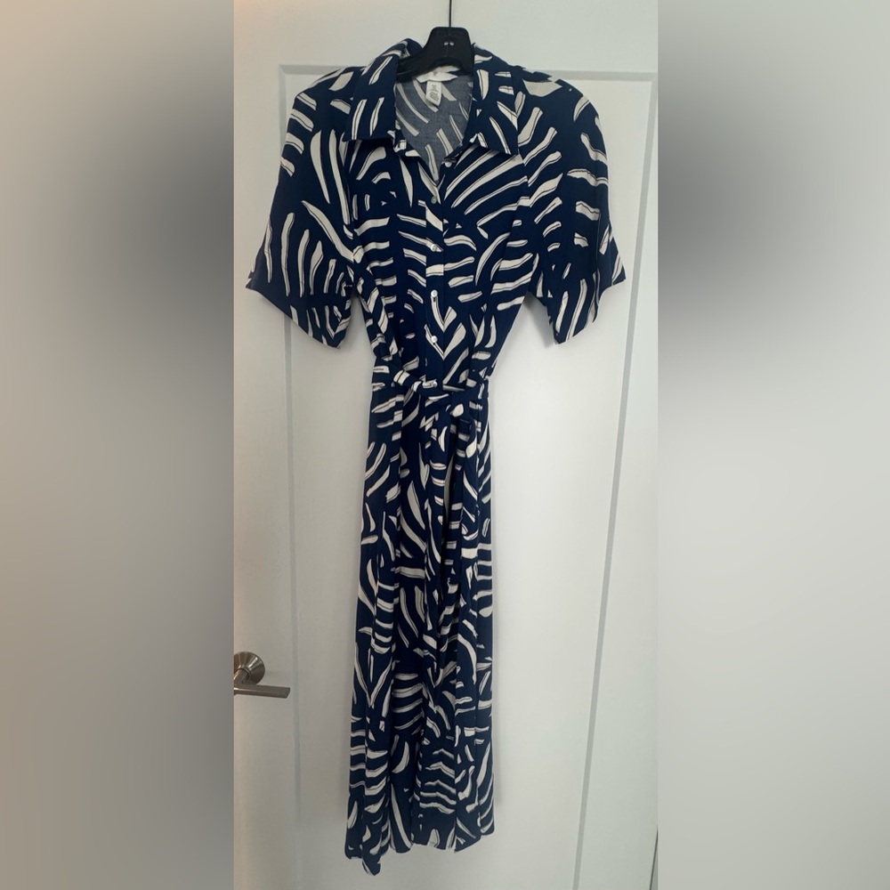 H&M Black and White Puff Sleeve Maxi Dress